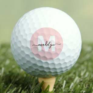 Blush Pink Monogram Initial Name Golf Balls