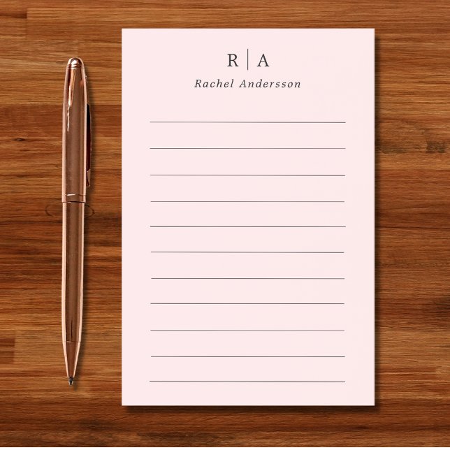 Blush Pink Monogram Minimalist Post-it Notes (Creator Uploaded)