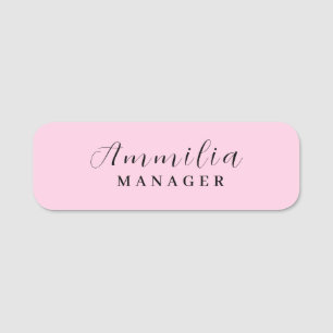 Blush Pink Monogram   Modern Feminine Minimalist Name Tag