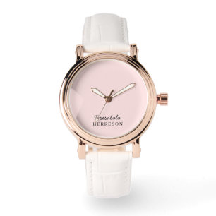 Blush Pink Monogram Modern Minimalist Feminine Chi Watch