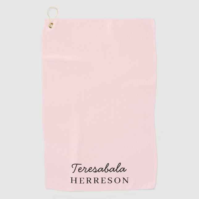 Blush Pink Monogram | Modern Minimalist Feminine Golf Towel (Front)