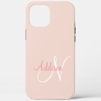 Blush Pink Monogram Personalised Elegant