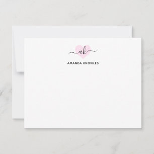 Blush Pink Monogram Simple Minimalist Girly Heart Card