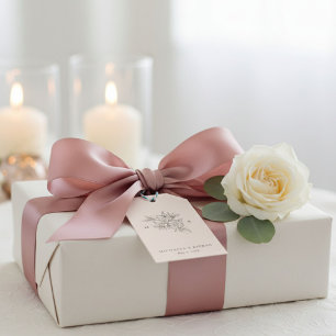 Blush Pink Monogram Wedding Favour Tag