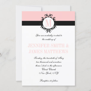 Blush Pink Monogram Wedding Invitation