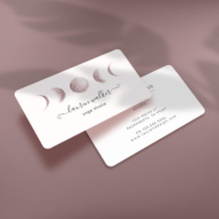 Blush Pink Moon Phases Yoga Studio Business Card