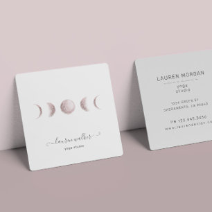 Blush Pink Moon Phases Yoga Studio Business Card