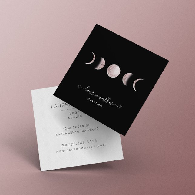 Blush Pink Moon Phases Yoga Studio Business Card (Creator Uploaded)