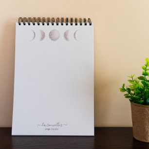 Blush Pink Moon Phases Yoga Studio Notepad