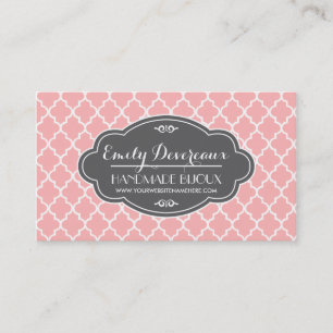 Blush Pink Moroccan Tiles Lattice Personalised Business Card
