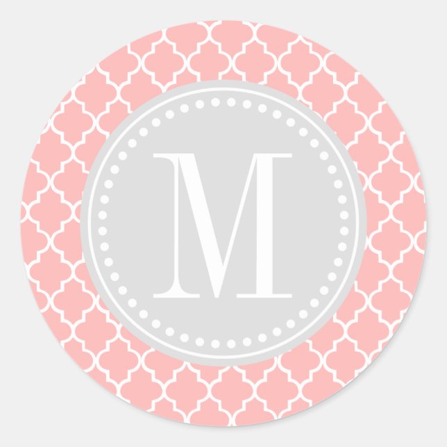 Blush Pink Moroccan Tiles Lattice Personalised Classic Round Sticker (Front)
