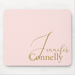 Blush Pink Mouse Pad in Script Serif