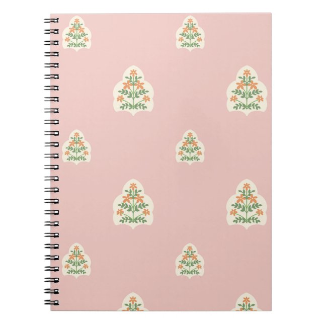 Blush pink mughal floral pattern  notebook (Front)