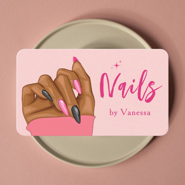Blush Pink Nail Artist Salon Qr Code Business Card (Creator Uploaded)