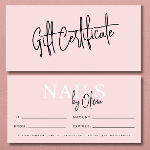 Blush Pink Nail Salon Logo Gift Certificates