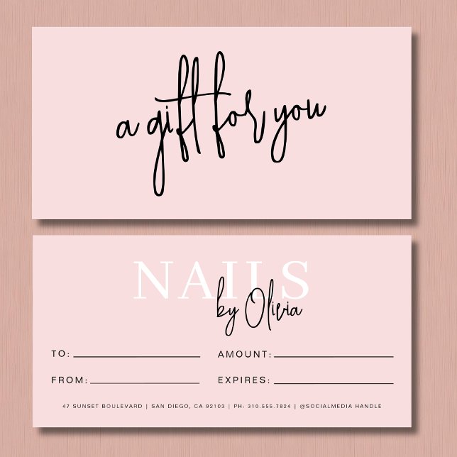 Blush Pink Nail Salon Logo Gift Certificates (Creator Uploaded)