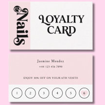 Blush Pink Nails 6 Appointments Loyalty Card