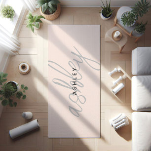 Blush Pink Name Minimalist Modern Yoga Mat