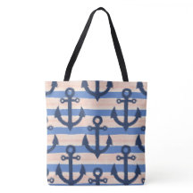 Blush Pink Navy Anchor Nautical Coastal
