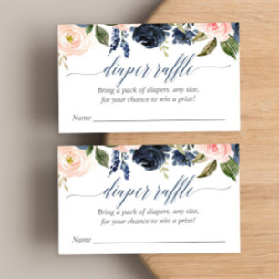 blush pink navy baby shower diaper raffle cards