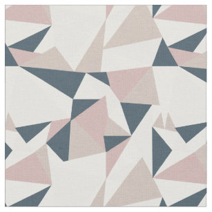 Blush Pink Navy Blue Geometric Pattern Fabric