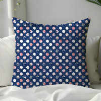 Blush Pink Navy Blue Polka Dots Floral Watercolor