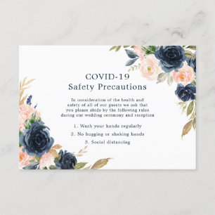 Blush Pink & Navy Elegant Wedding COVID-19 Enclosure Card
