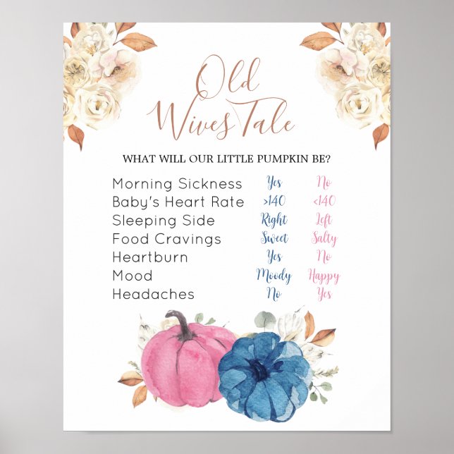 Blush Pink & Navy Pumpkin Old Wives Tales Poster (Front)