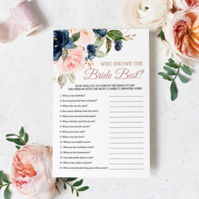 Blush Pink & Navy Who Knows The Bride Best Game (Creator Uploaded)