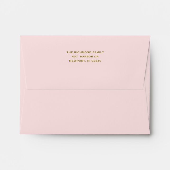 Blush Pink Note Card Envelope w/ Return Address (Back (Top Flap))