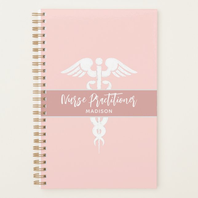 Blush Pink Nurse Practitioner Medical Personalised Planner (Front)
