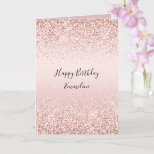 Blush Pink Ombre Glitzy Glitter Sparkle   Card