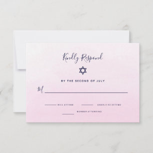 Blush Pink Ombre Watercolor   Bat Mitzvah RSVP Card