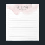 Blush Pink Ombre Watercolor To-Do List Notepad<br><div class="desc">Keep track of your to-do list with this personalised notepad. The design features a blush pink ombre watercolor at the top,  a customisable header that reads "Get it Done",  beneath you can add your name and 12 lines to add your tasks and check them off.</div>