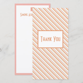 Blush Pink & Orange Grid Thank You Card