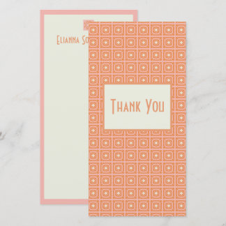 Blush Pink & Orange Modern Floral Thank You Card