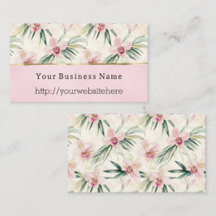 Blush Pink Orchid Flowers Business name website Card