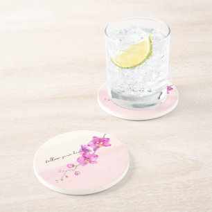 Blush Pink Orchid Flowers Coaster
