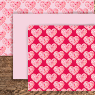 Blush Pink Original Watercolor Heart Roses Wrapping Paper Sheet