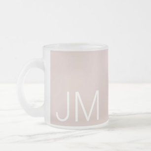Blush Pink Oversized Monogrammed Initials Frosted Frosted Glass Coffee Mug