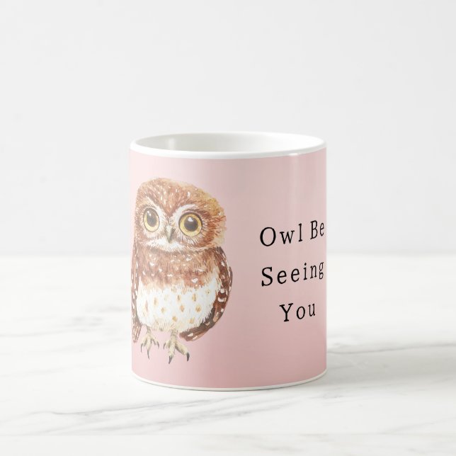 Blush Pink Owl I'll Be Seeing You Coffee Mug (Center)