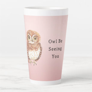 Blush Pink Owl I'll Be Seeing You Latte Mug