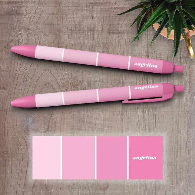 Blush Pink Paint Chips with Custom Name Black Ink Pen (Personalized Writing Pens - add your name, monogram or other text)