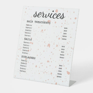 Blush Pink Paint Splatter Salon Price List Sign