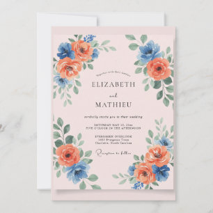 Blush Pink Painterly Spring Wedding Invitation
