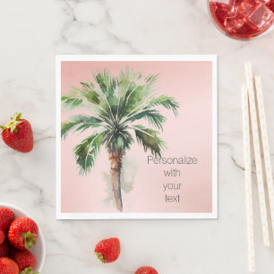 Blush Pink Palm Tree Personalised Napkin