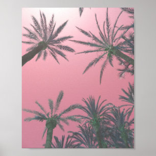 Blush Pink Palm Trees Beach Print