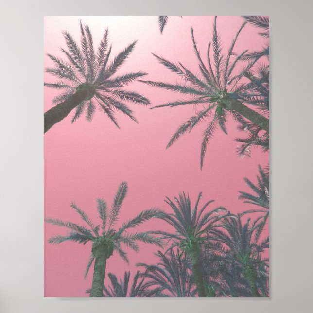 Blush Pink Palm Trees Beach Print (Front)