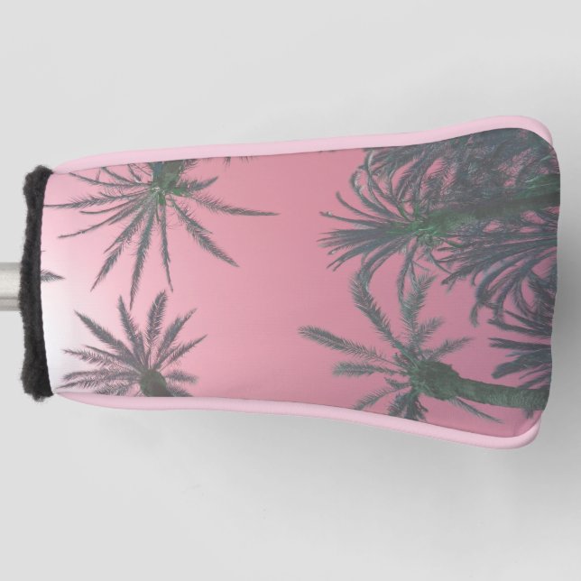 Blush Pink Palm Trees Golf Head Cover (Front)