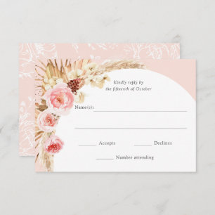 Blush Pink Pampas Grass Boho Floral Wedding RSVP